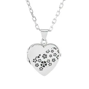 Silver Heart Locket Urn - Flowers