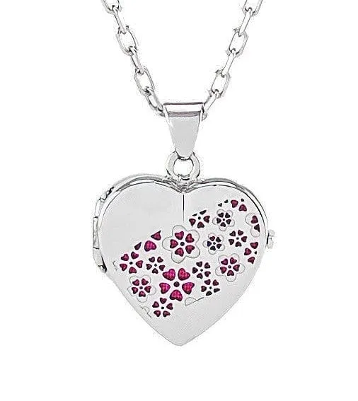 Silver Heart Locket Urn - Flowers