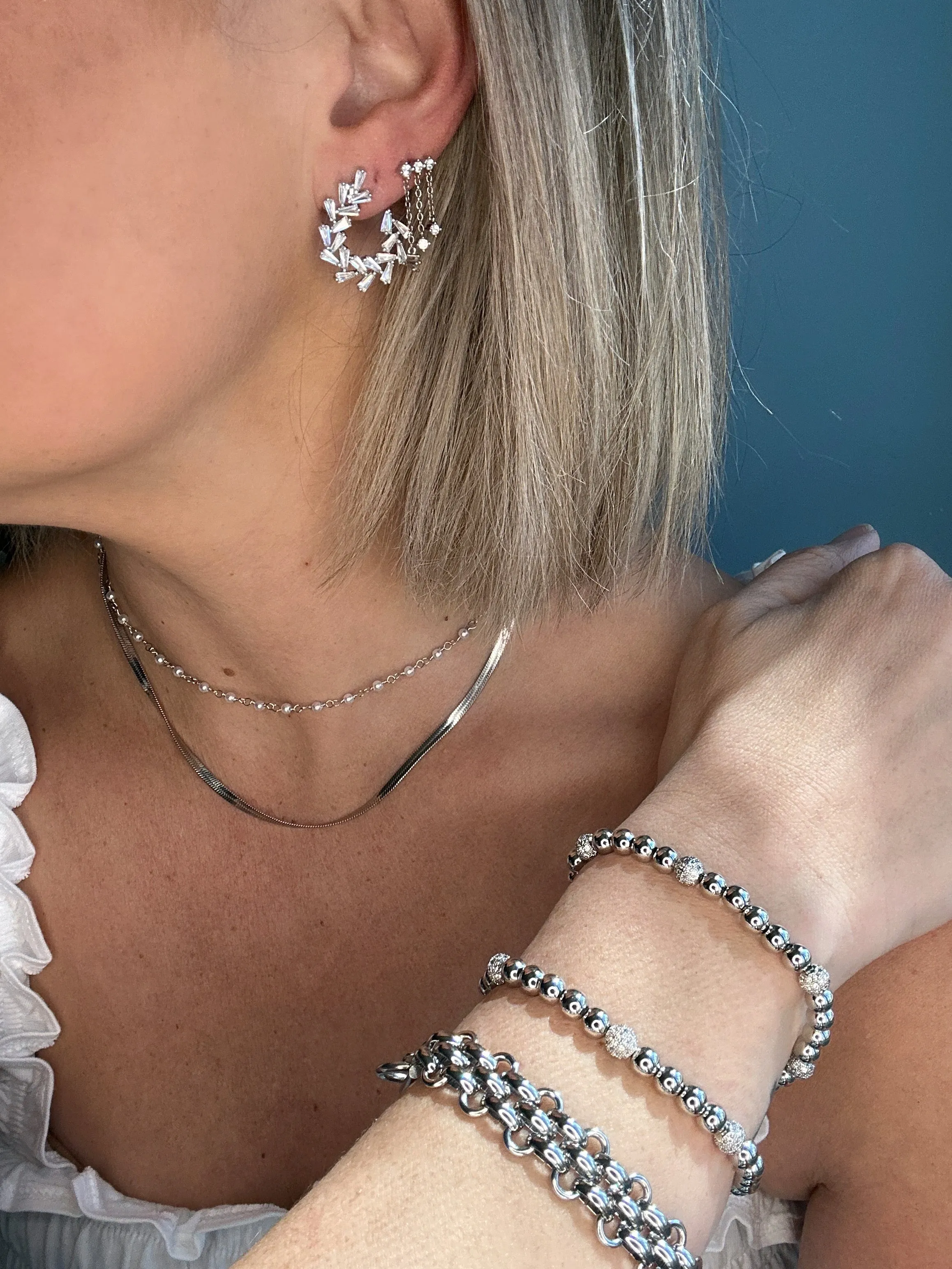 Silver Herringbone Necklace