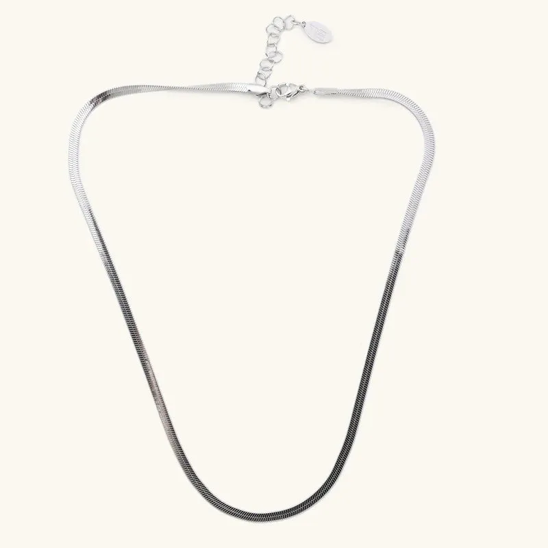 Silver Herringbone Necklace