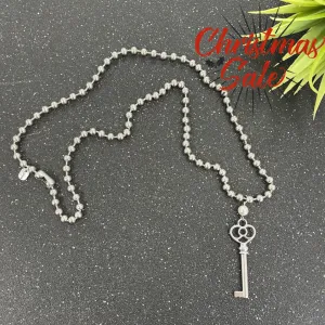Silver Key And Lock Necklace Matte