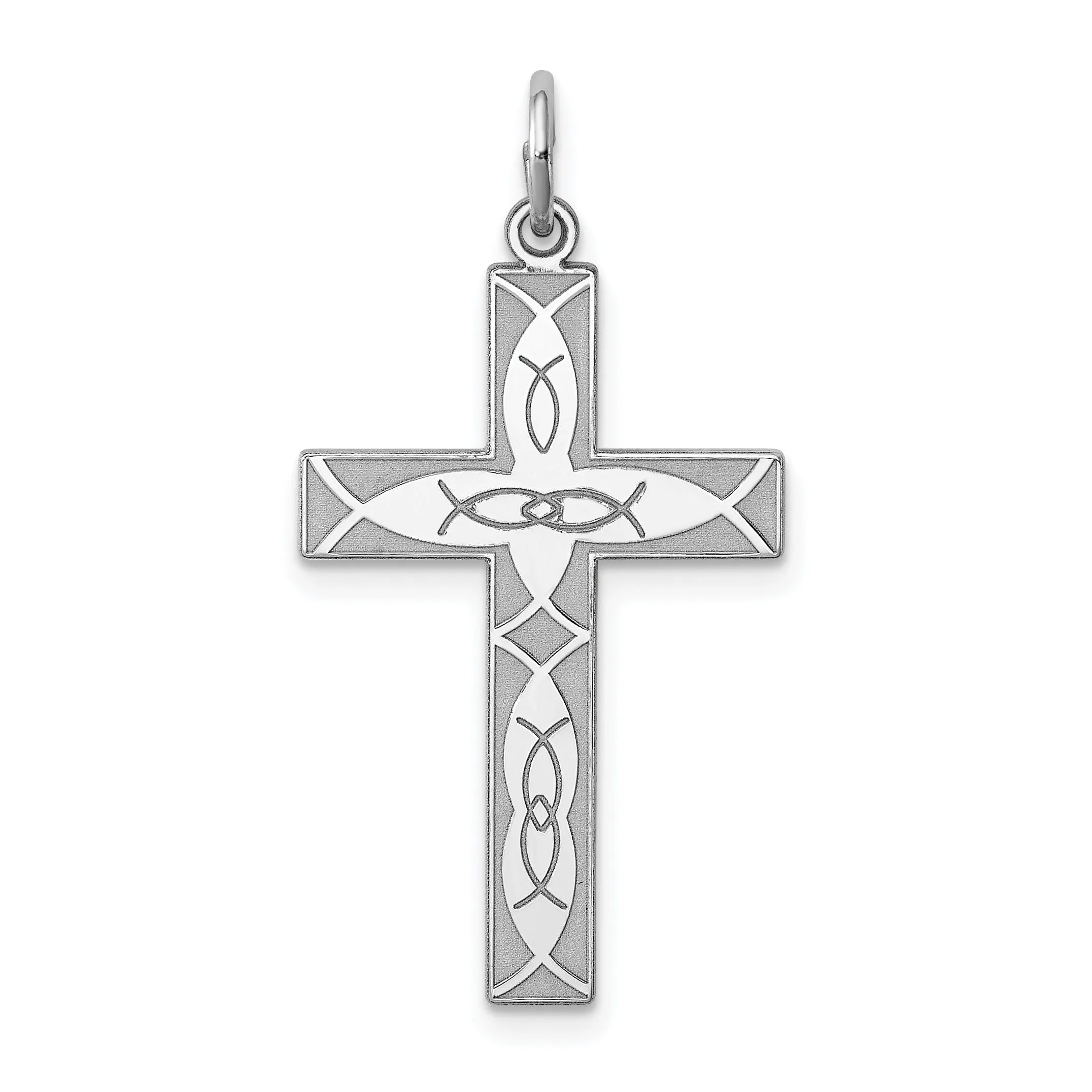 Silver Laser Designed Latin Cross Pendant