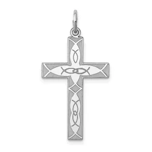 Silver Laser Designed Latin Cross Pendant