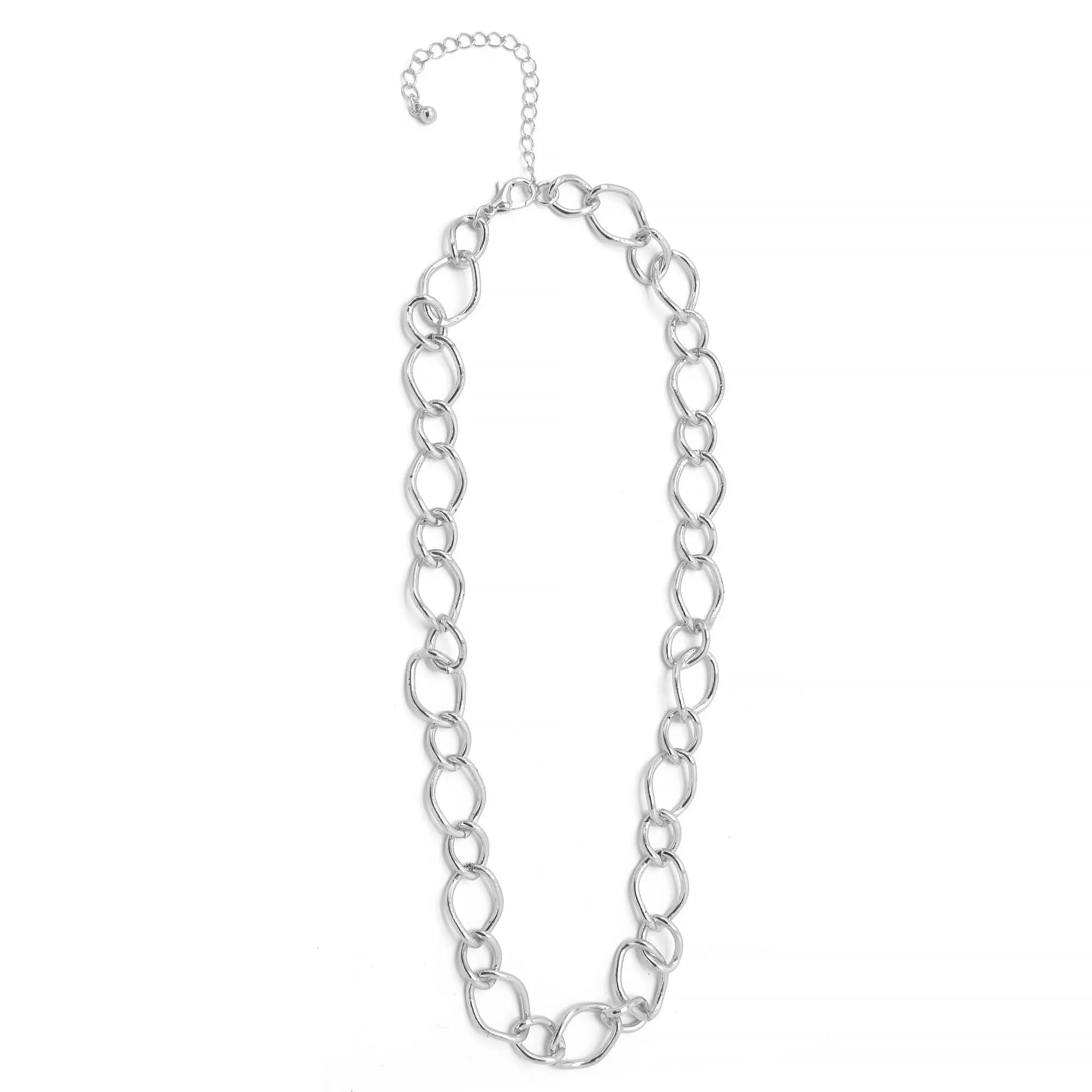 SILVER LINK CHAIN LONG NECKLACE#SQGN20010914S (DA4)