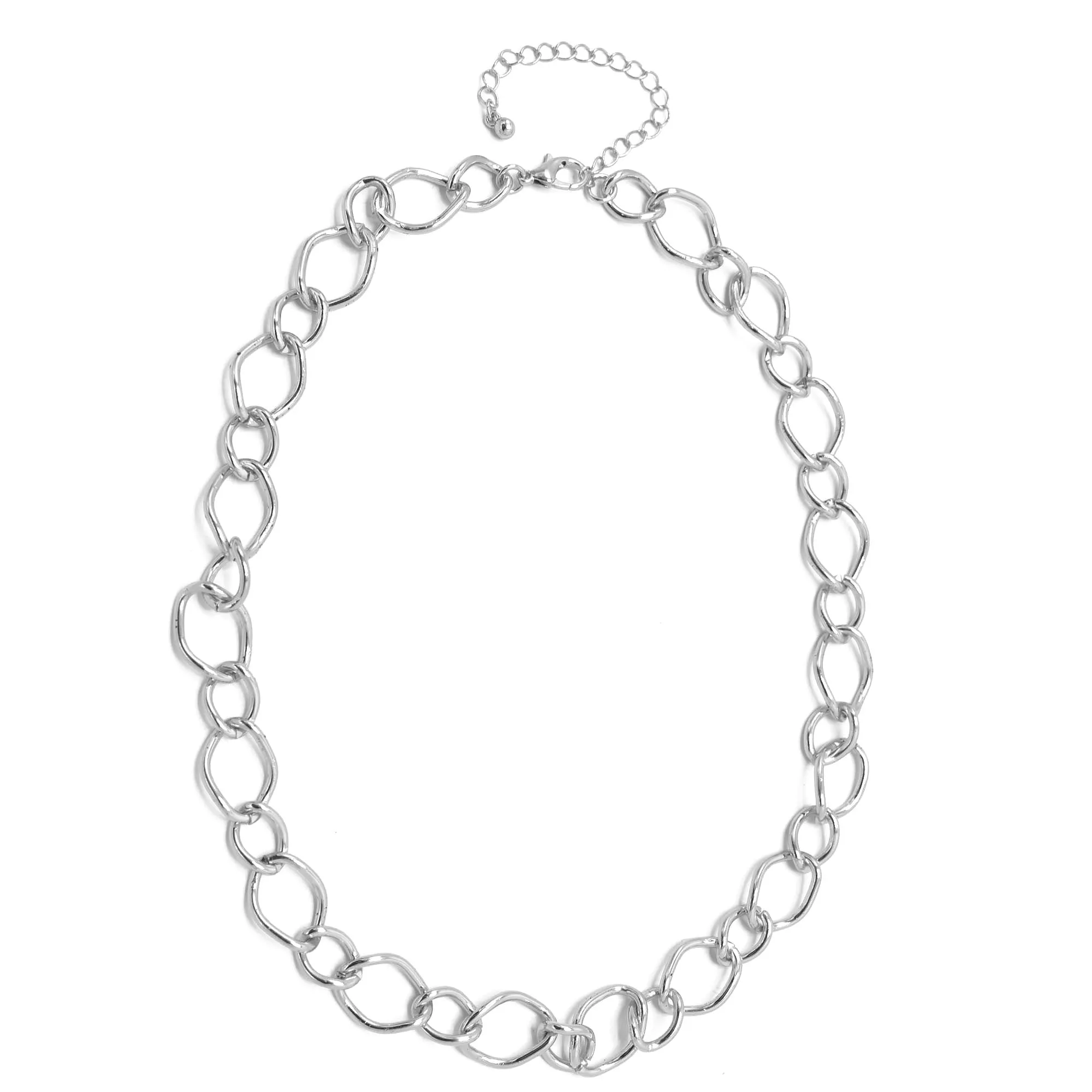 SILVER LINK CHAIN LONG NECKLACE#SQGN20010914S (DA4)