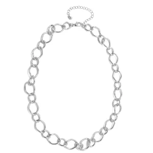 SILVER LINK CHAIN LONG NECKLACE#SQGN20010914S (DA4)