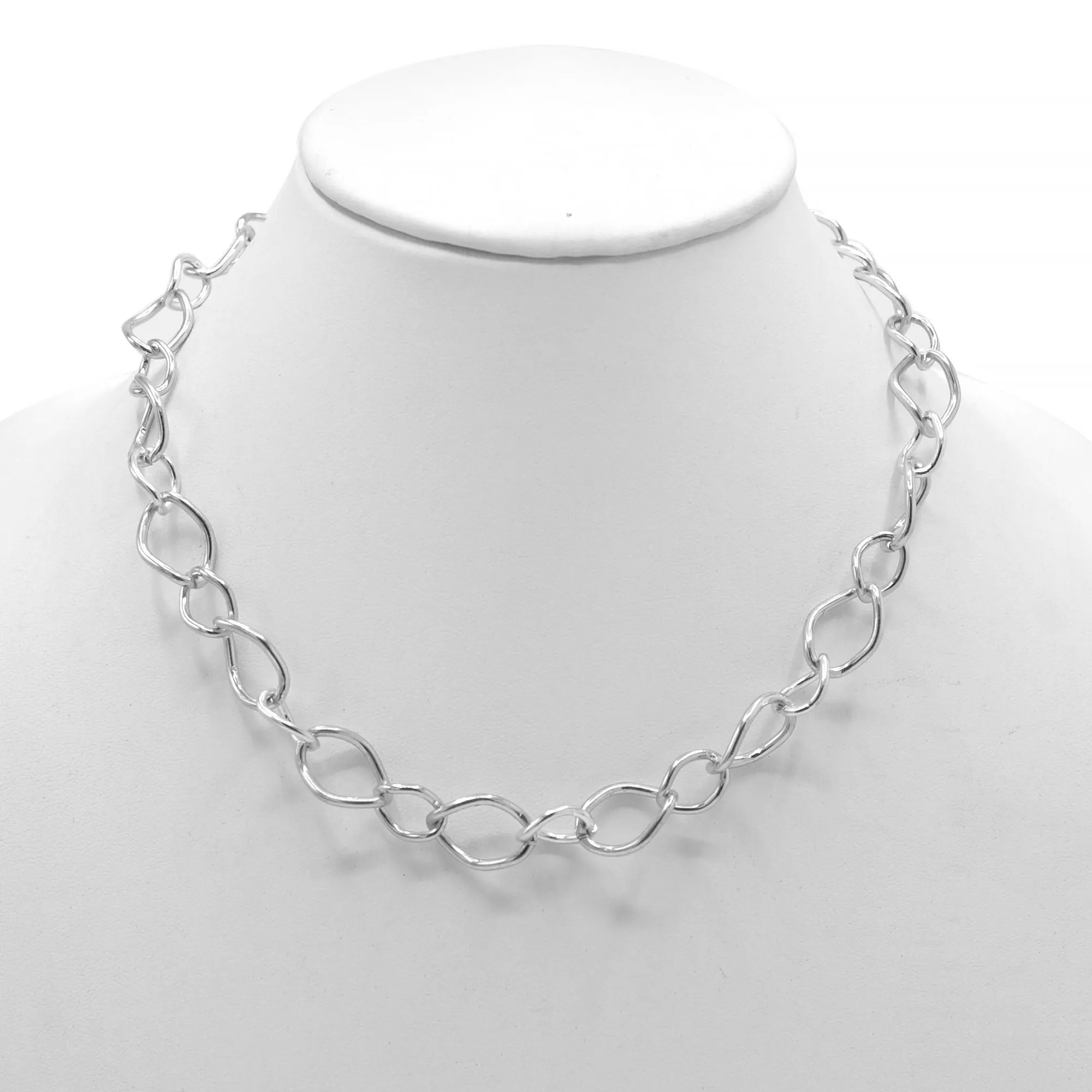 SILVER LINK CHAIN LONG NECKLACE#SQGN20010914S (DA4)