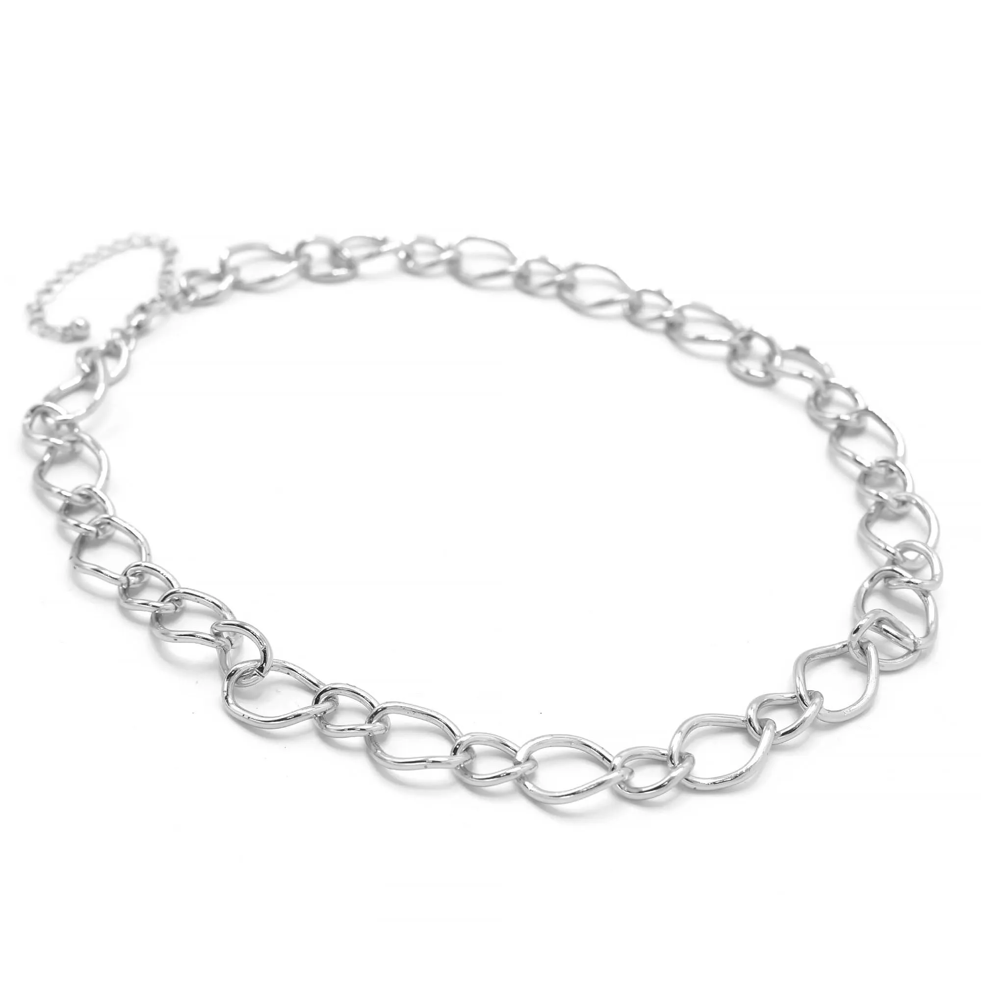SILVER LINK CHAIN LONG NECKLACE#SQGN20010914S (DA4)