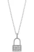 Silver Mini Lock CZ Necklace