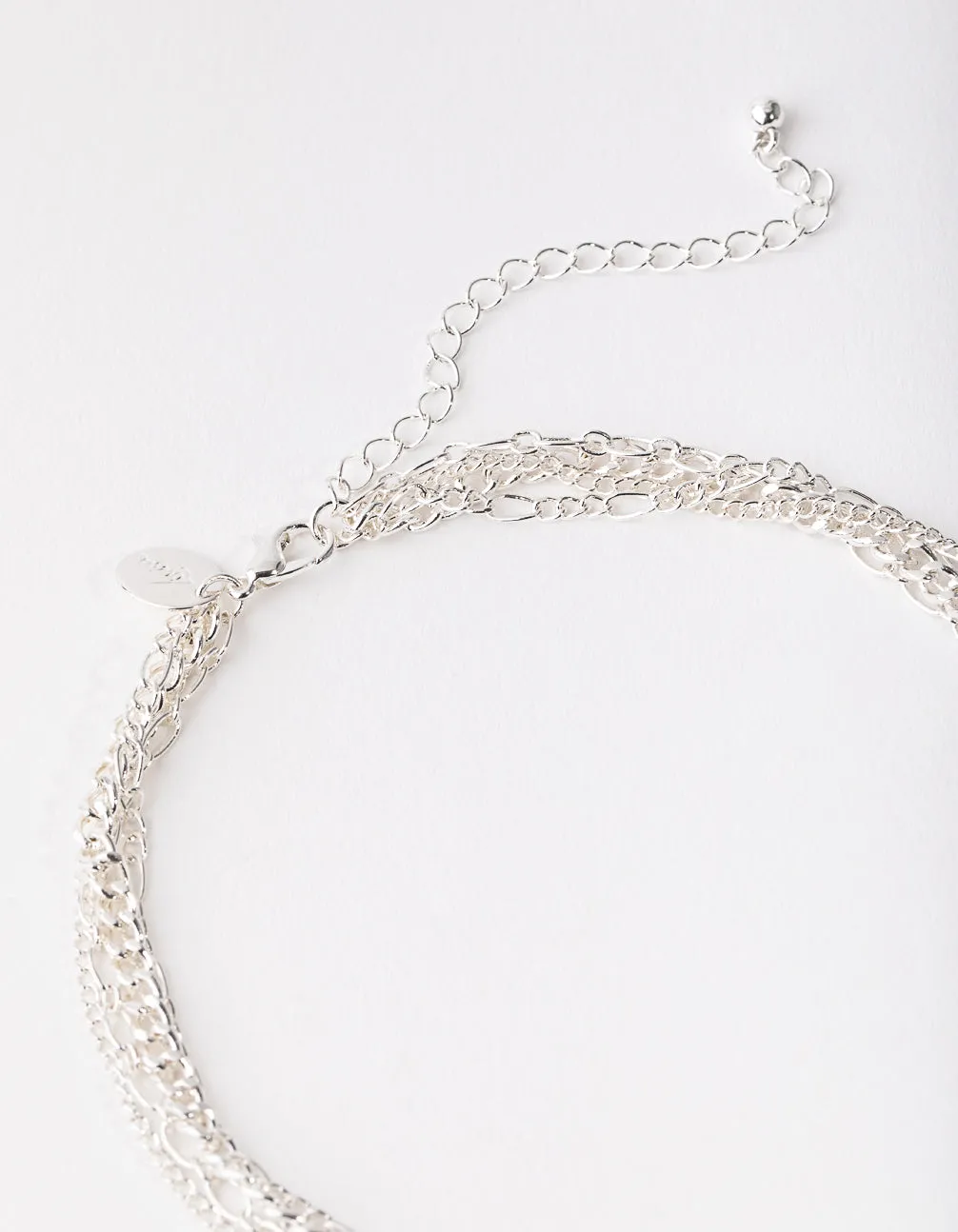Silver Mix Chain Cross 4-row Necklace