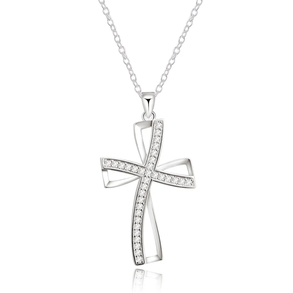 Silver Necklaces with Crystal Zircon Stone Pendants