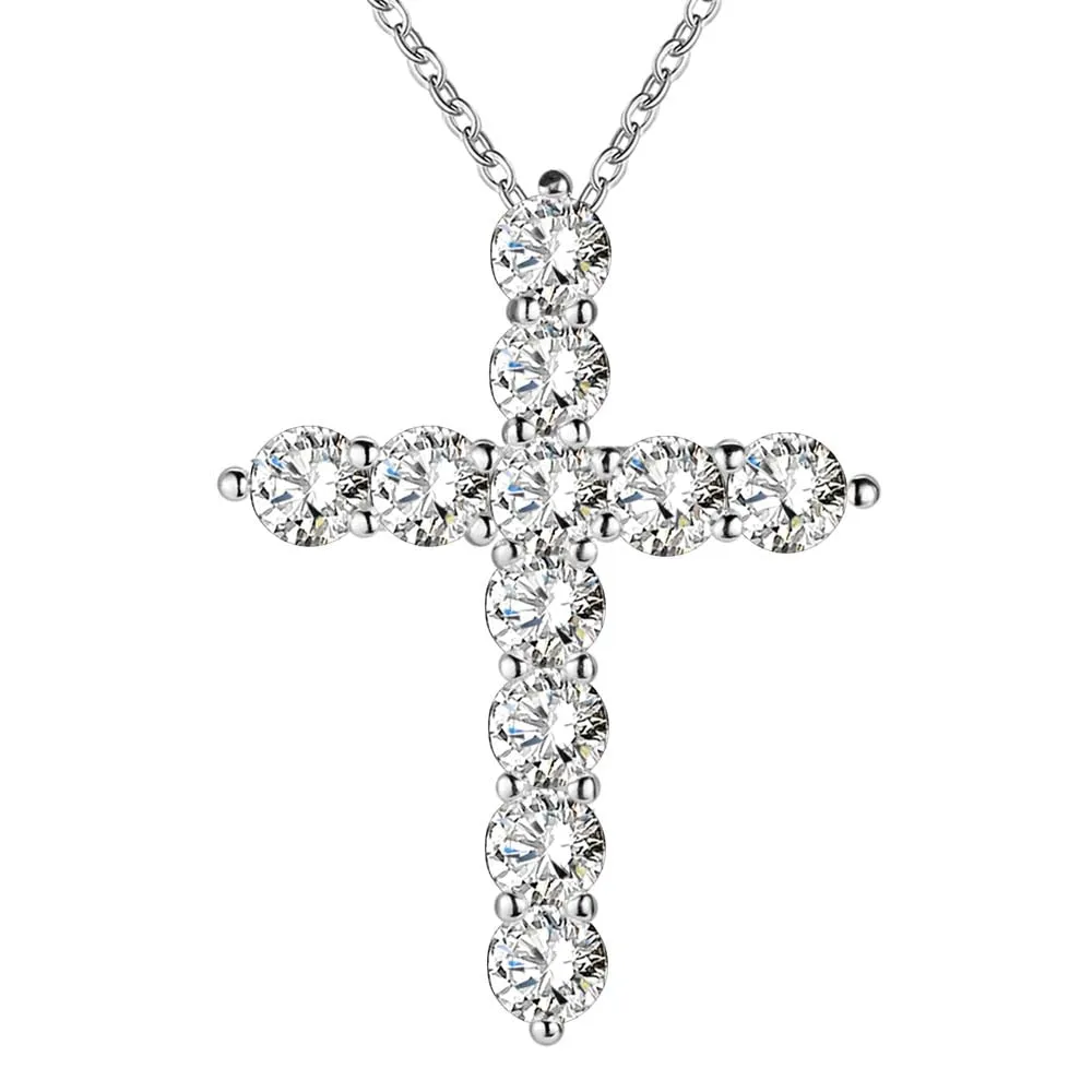 Silver Necklaces with Crystal Zircon Stone Pendants