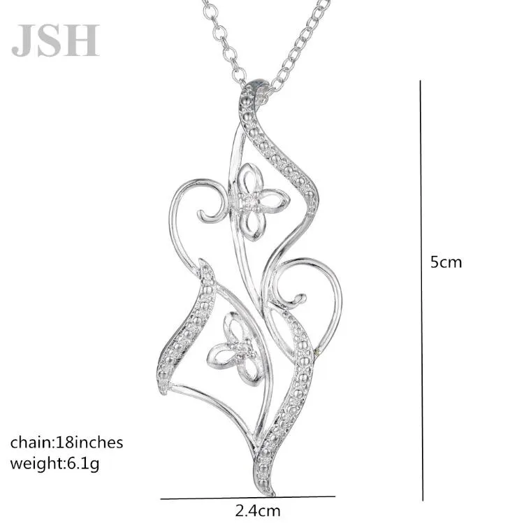 Silver Necklaces with Crystal Zircon Stone Pendants