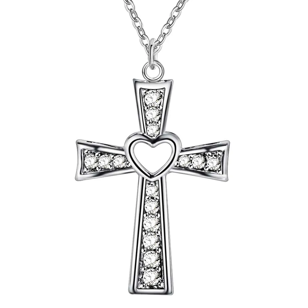 Silver Necklaces with Crystal Zircon Stone Pendants