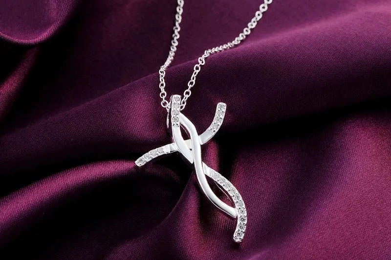 Silver Necklaces with Crystal Zircon Stone Pendants