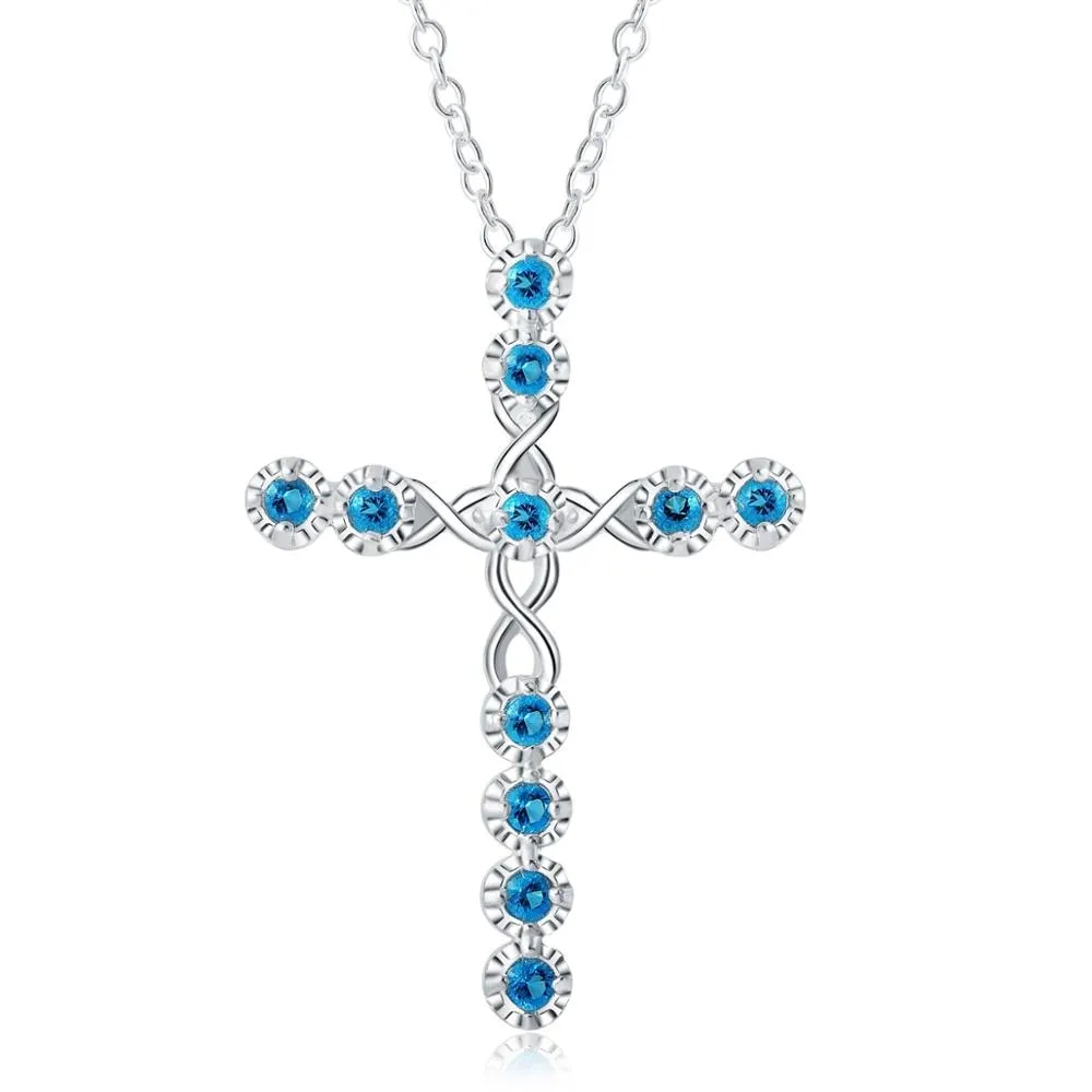 Silver Necklaces with Crystal Zircon Stone Pendants