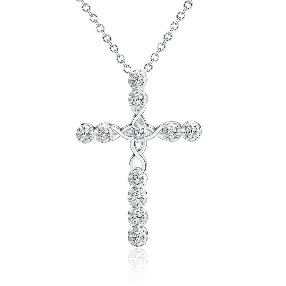 Silver Necklaces with Crystal Zircon Stone Pendants