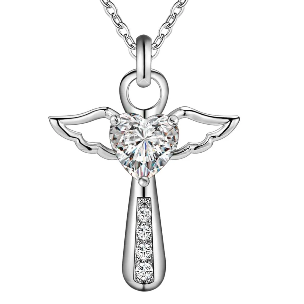Silver Necklaces with Crystal Zircon Stone Pendants