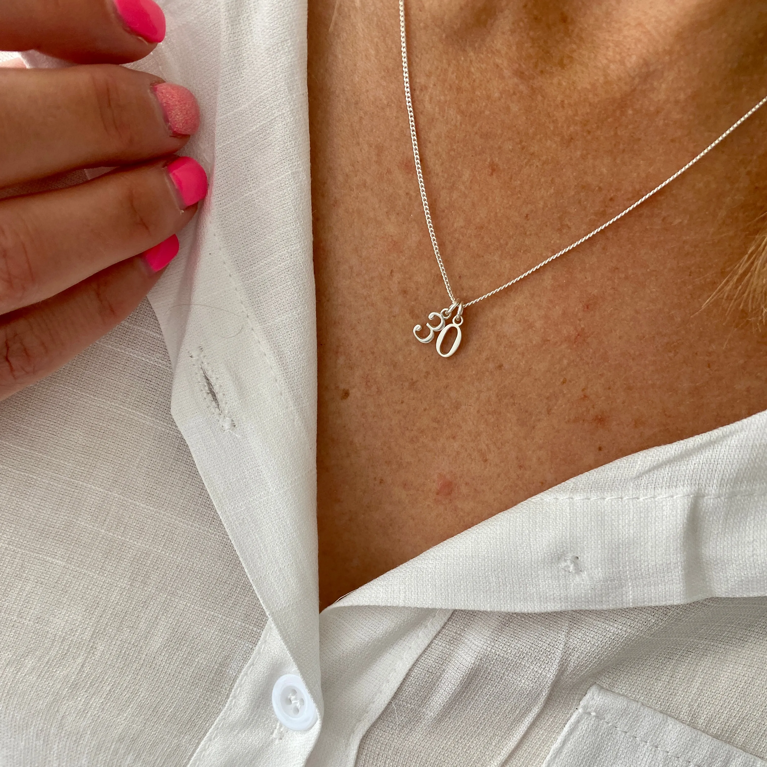 Silver Number Necklace