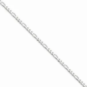 Silver Polished 4.00-mm Solid Figaro Chain
