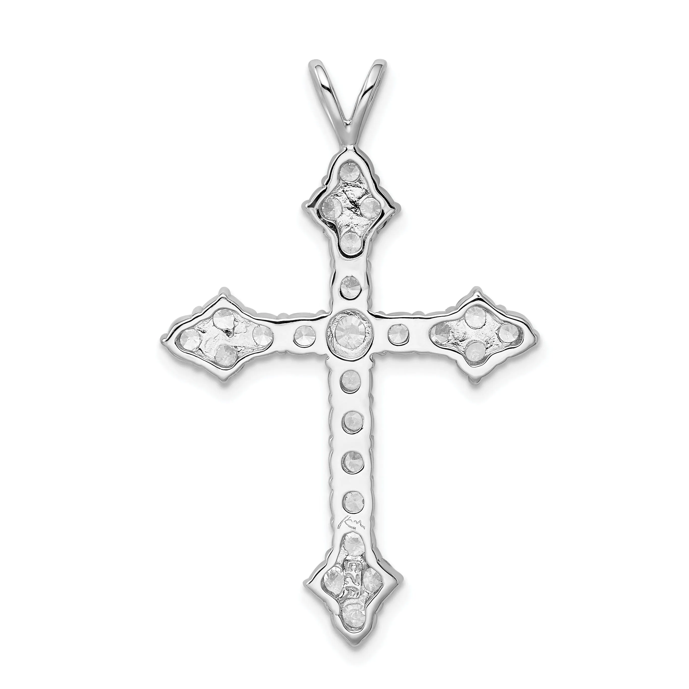 Silver Polished Finish C.Z Cross Pendant