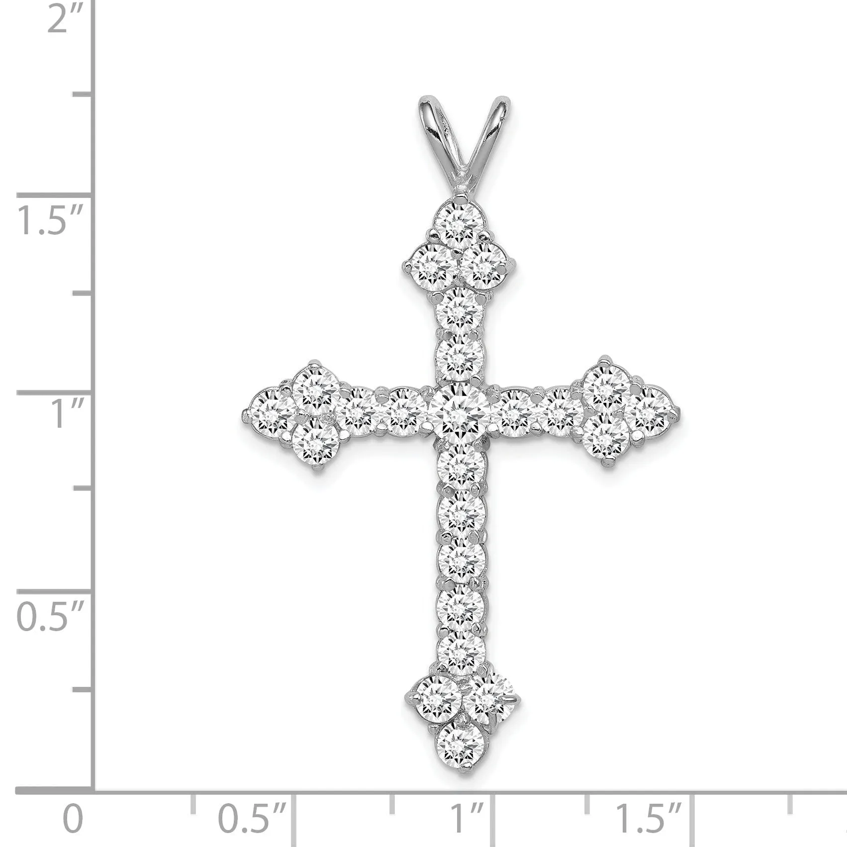 Silver Polished Finish C.Z Cross Pendant