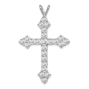 Silver Polished Finish C.Z Cross Pendant