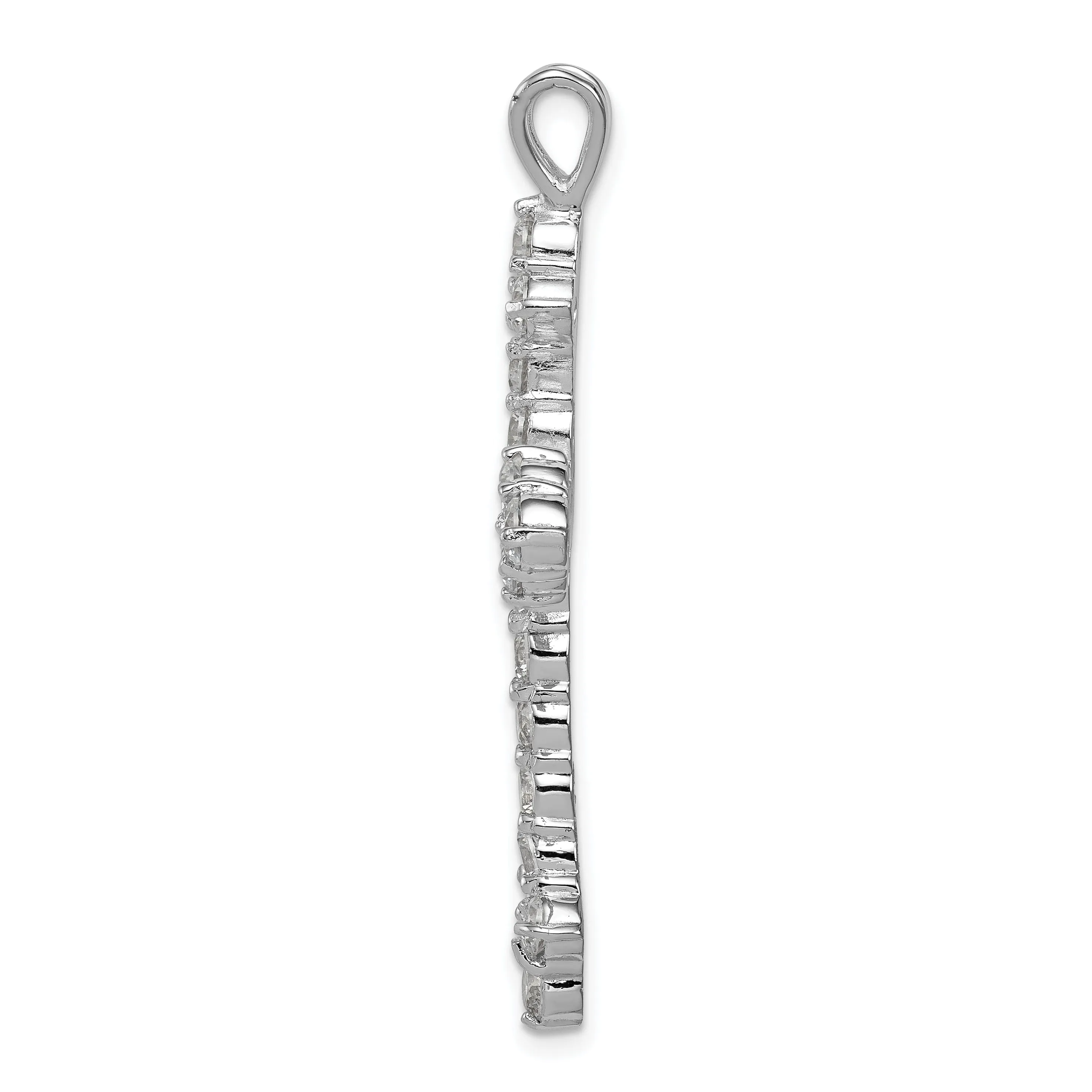 Silver Polished Finish C.Z Cross Pendant