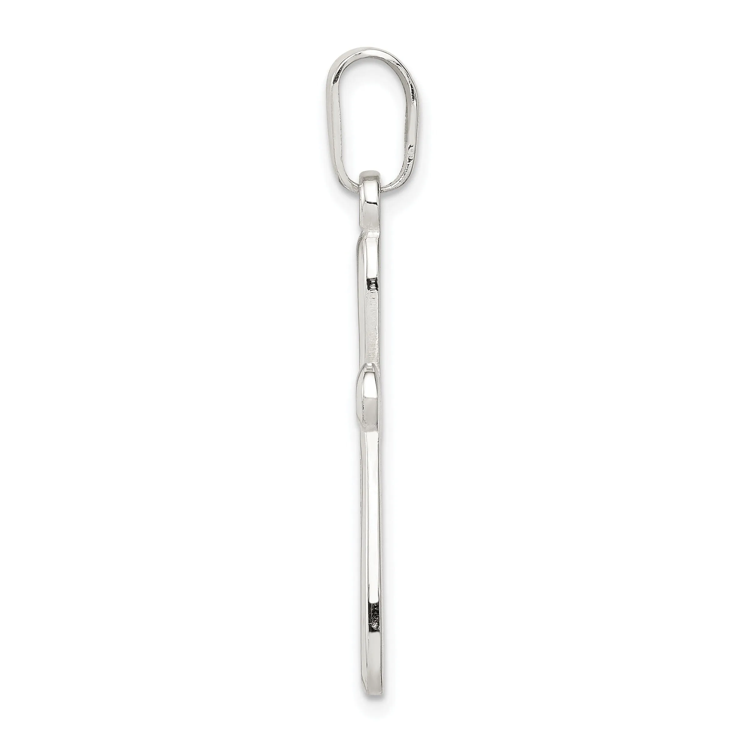 Silver Polished Textured Finish Cross Pendant