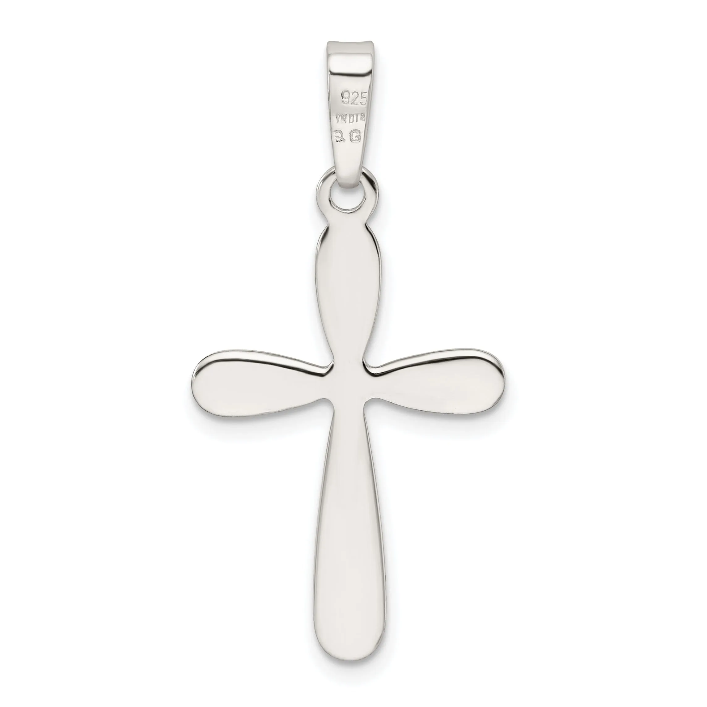 Silver Polished Textured Finish Cross Pendant