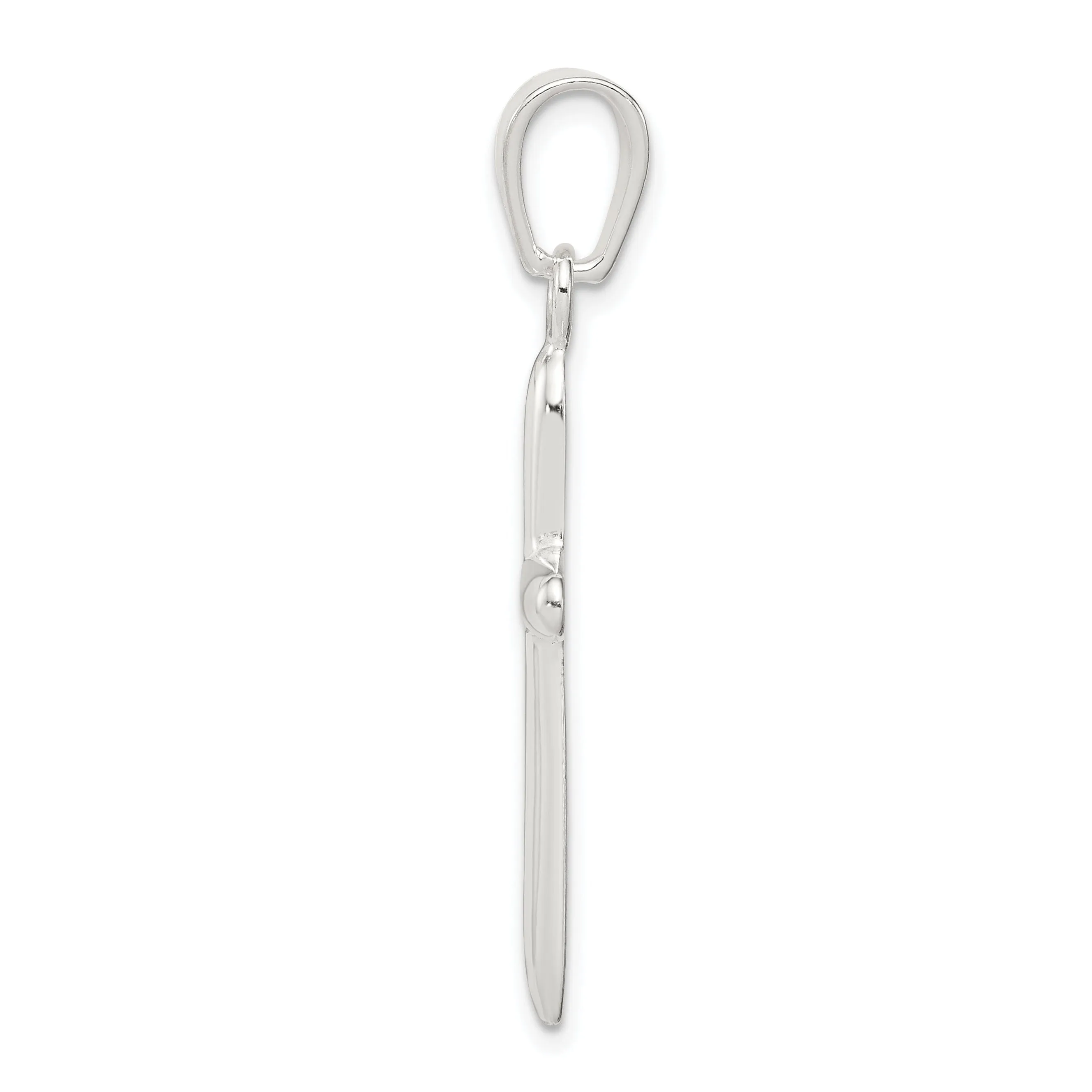 Silver Polished Textured Finish Cross Pendant