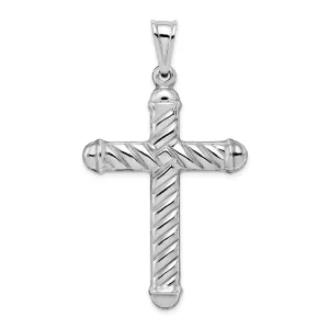 Silver Rhodium Polished 3-D Latin Cross Pendant