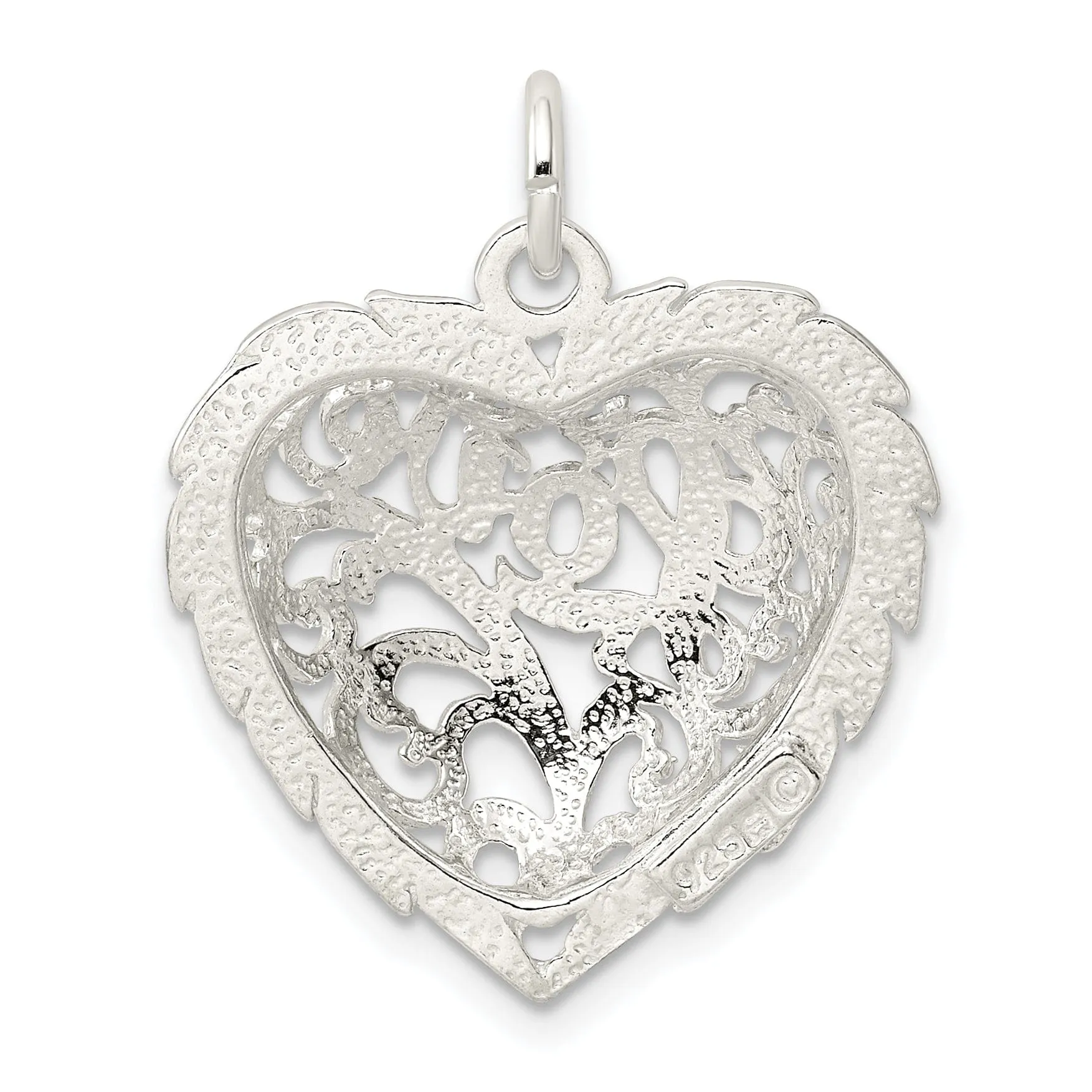 Silver Solid Polished D.C Concave Heart Charm