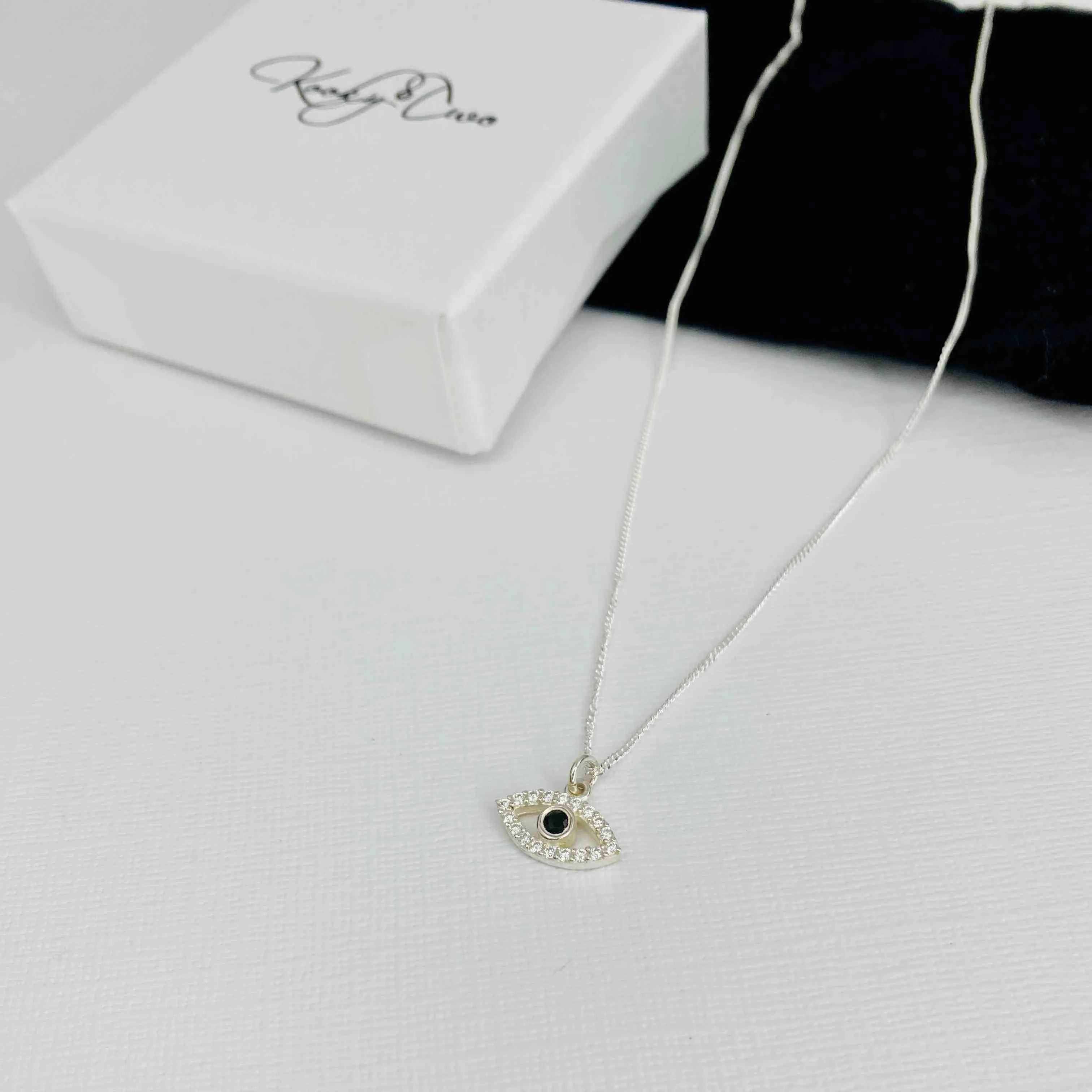 Silver Sparkle Evil Eye Charm Necklace