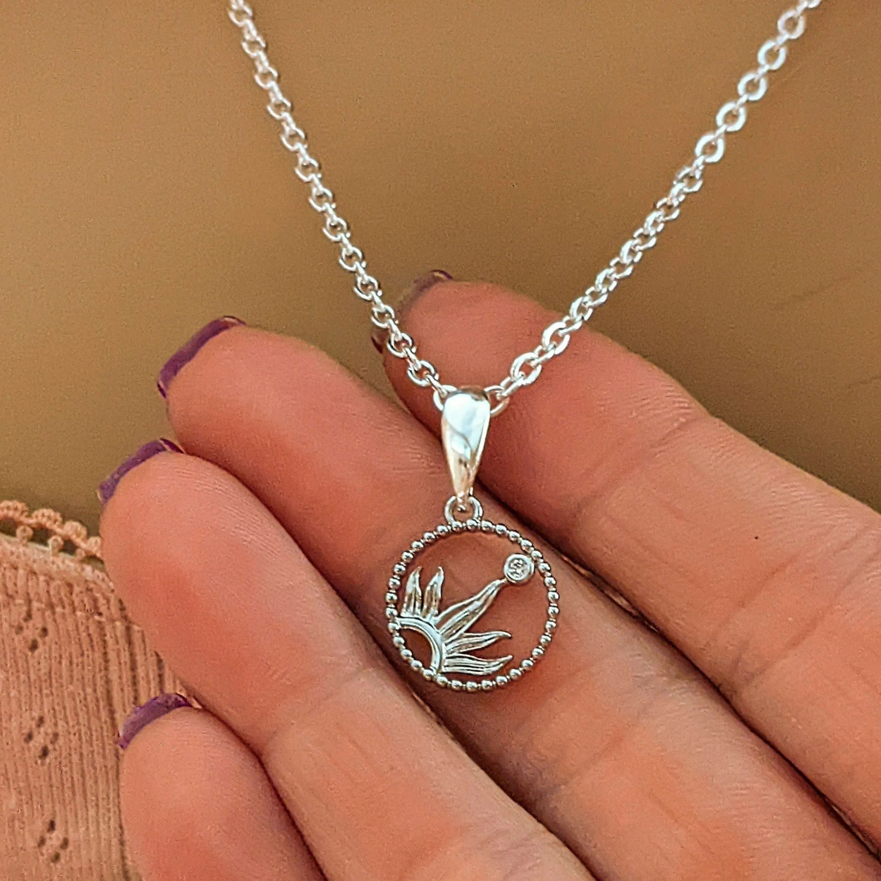 Silver Sun, Enamel Moon Layered Necklace Set