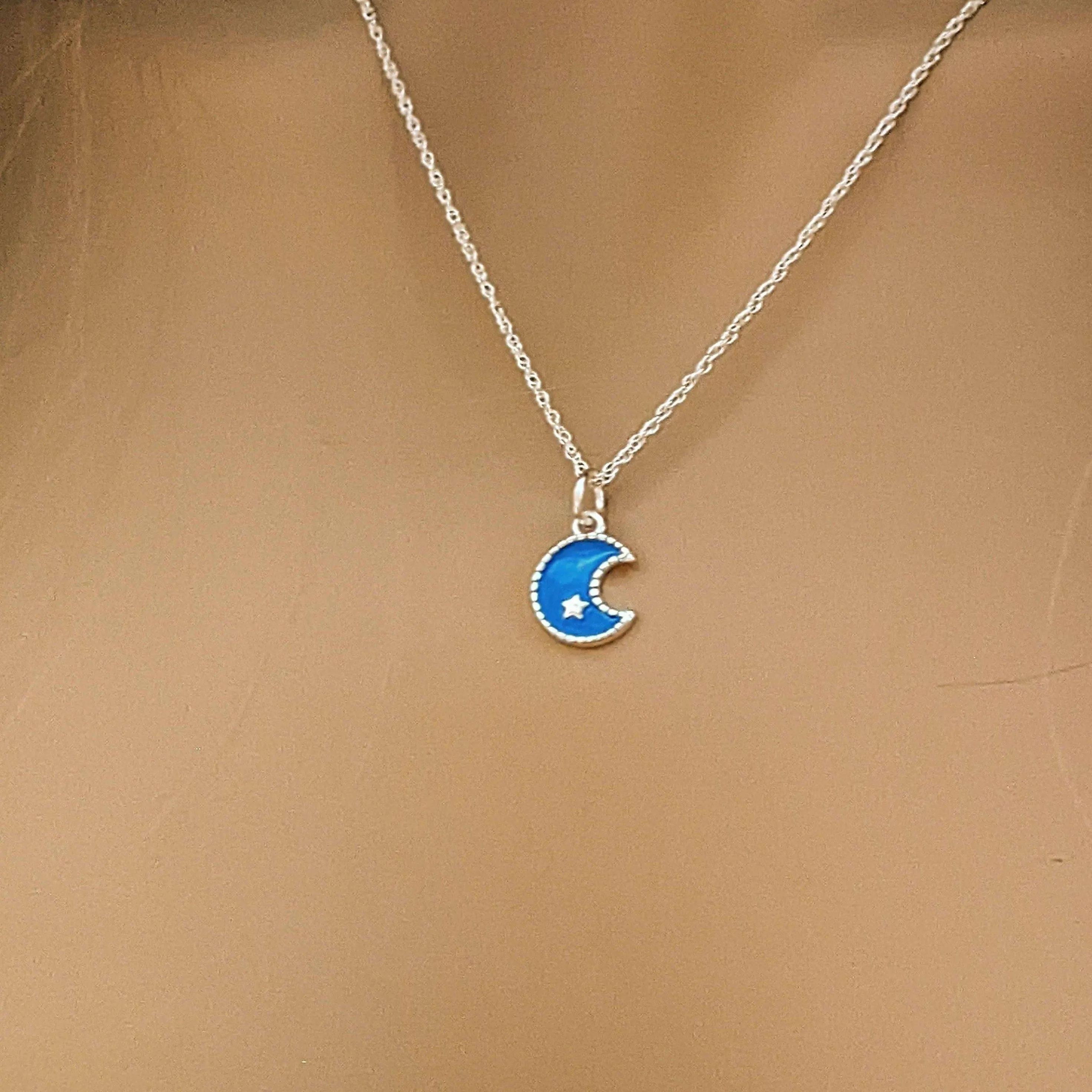 Silver Sun, Enamel Moon Layered Necklace Set