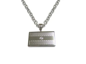 Silver Toned Etched Iran Flag Pendant Necklace