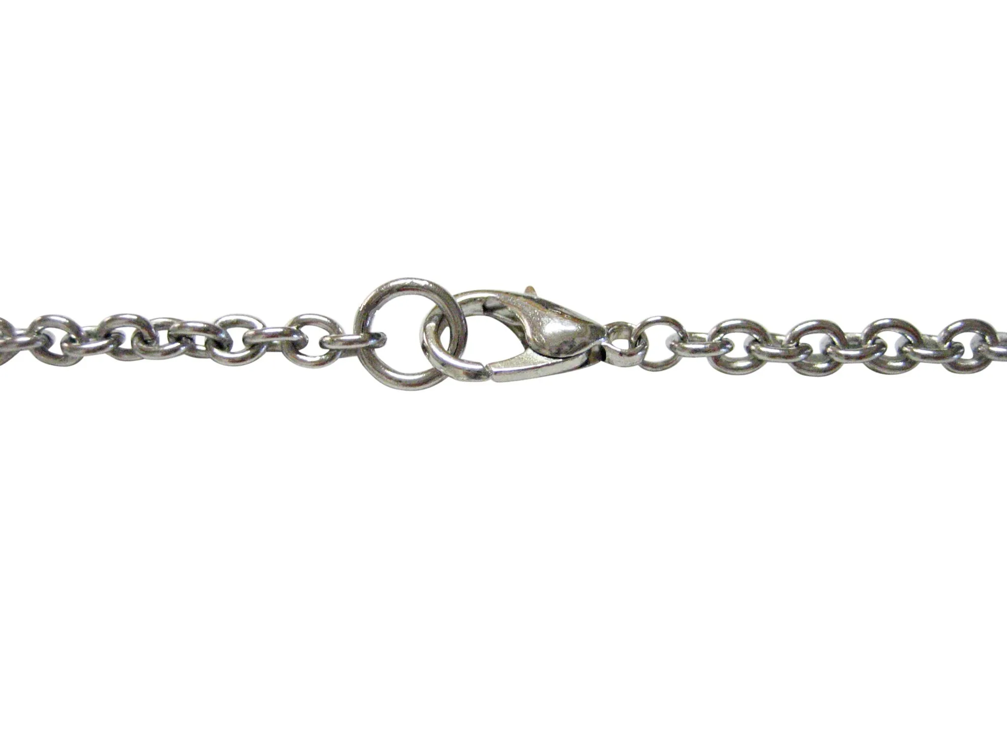 Silver Toned Etched Oval Greek Letter Lambda Pendant Necklace