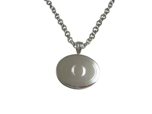 Silver Toned Etched Oval Letter O Monogram Pendant Necklace