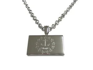 Silver Toned Etched Rhode Island State Flag Pendant Necklace
