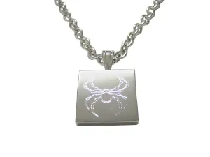 Silver Toned Etched Spider Bug Insect Necklace