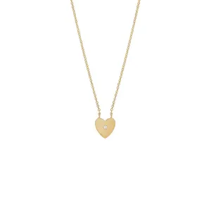 Single Diamond Pendant Heart Necklace 14K