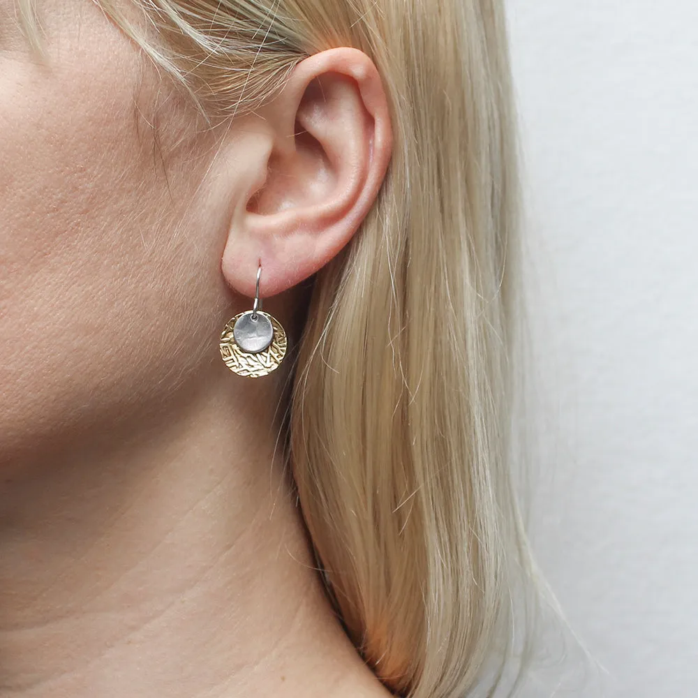 Small Dished Disc with Crinkle Disc Wire Earring