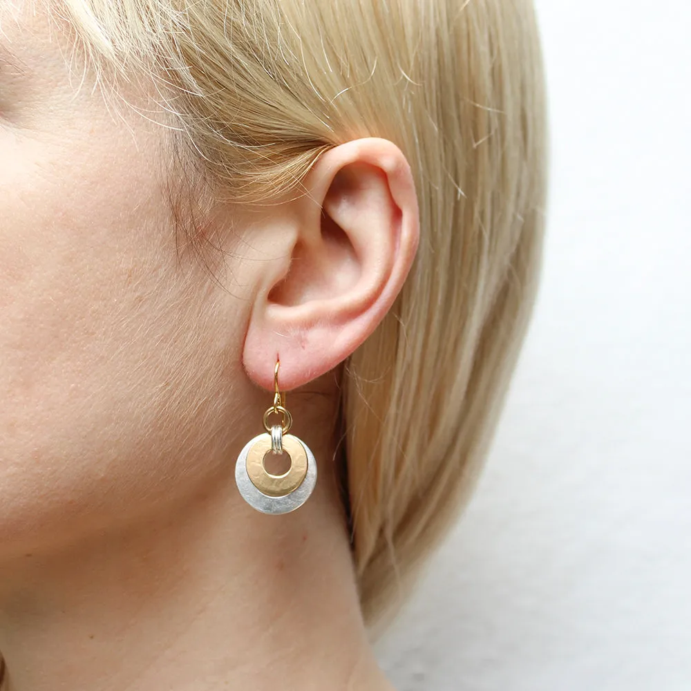 Small Layered Double Linked Rings Wire Earrings