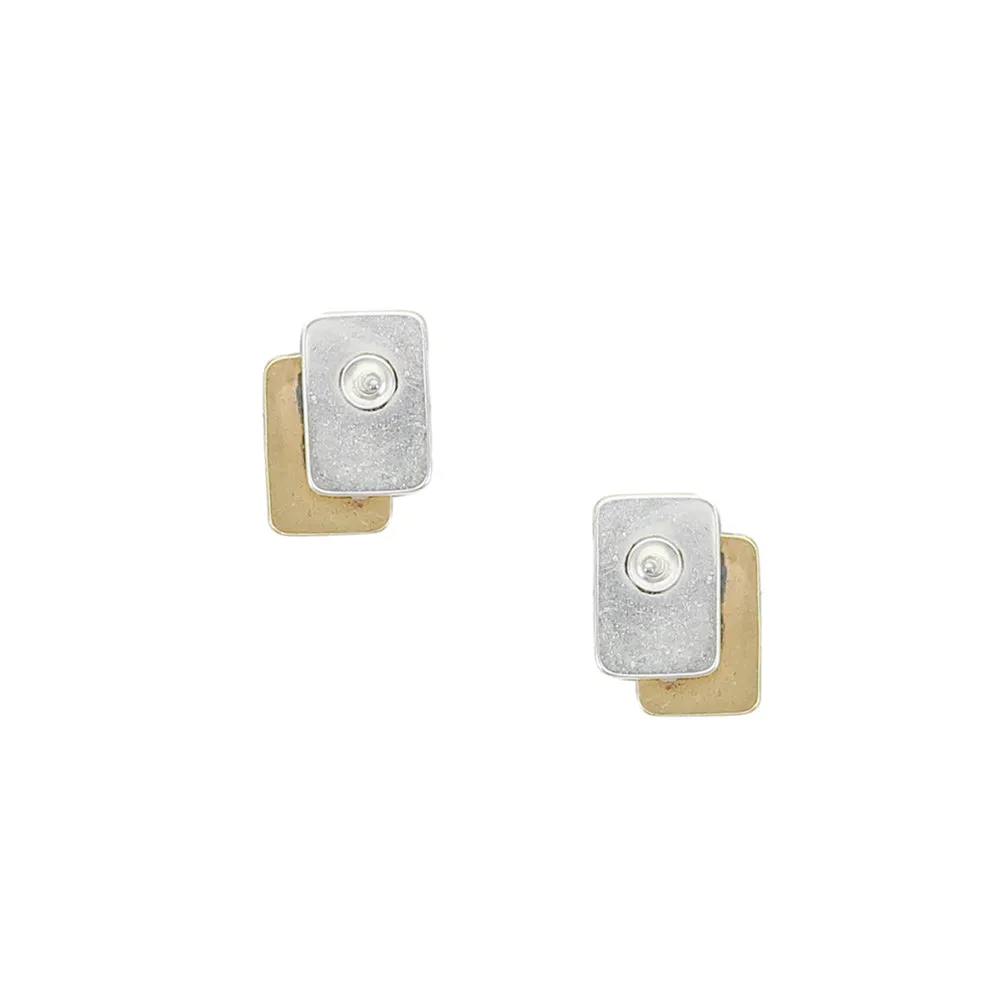 Small Layered Rectangles Post Earrings