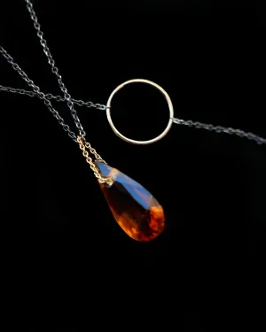 Small Tear Drop Citrine Manifest Long Chain Necklace