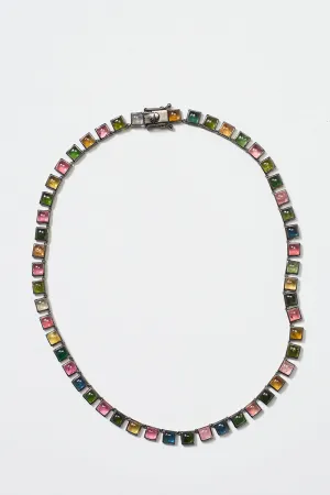 Small Tile Rivière Necklace - Multi Tourmaline