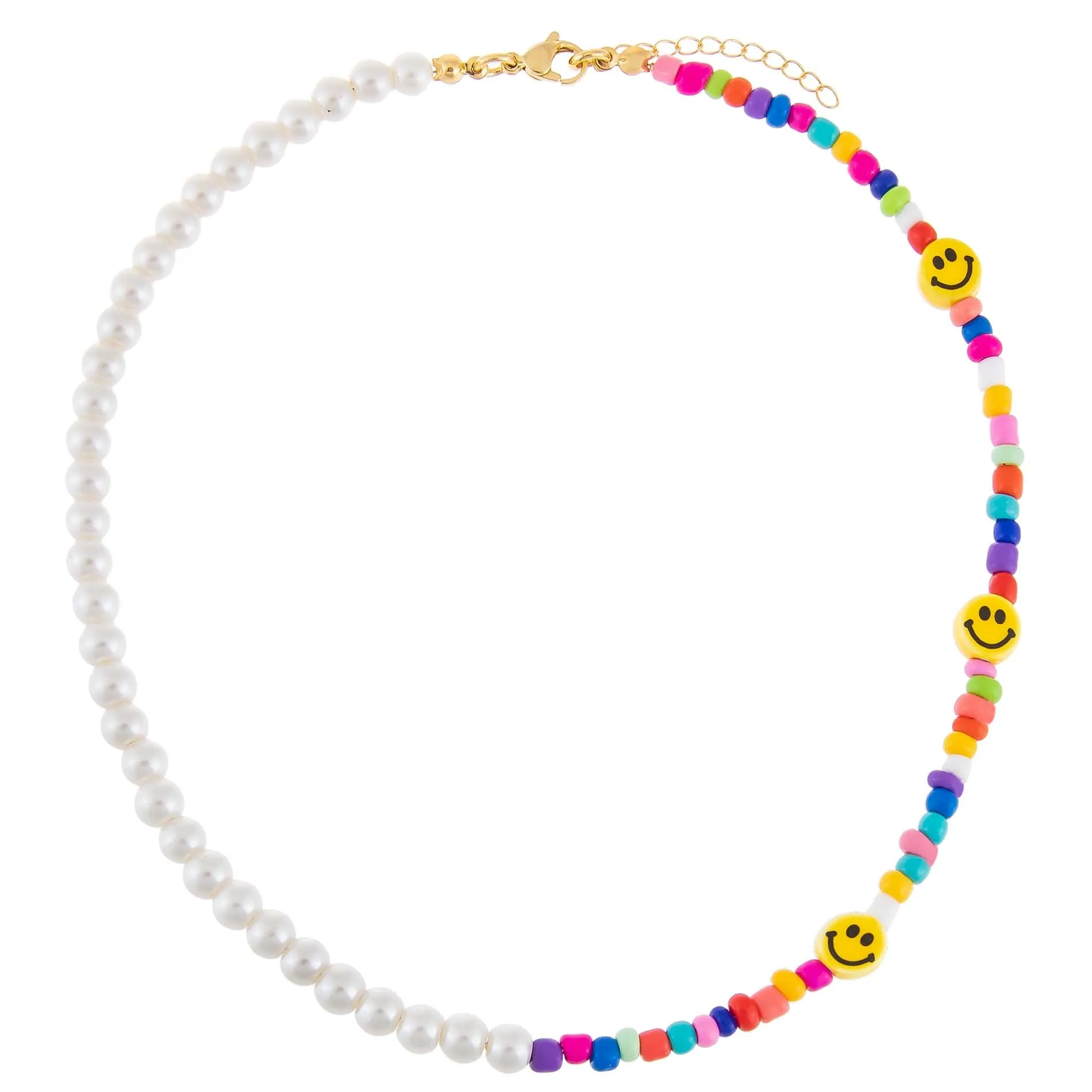 Smiley Face X Pearl Necklace