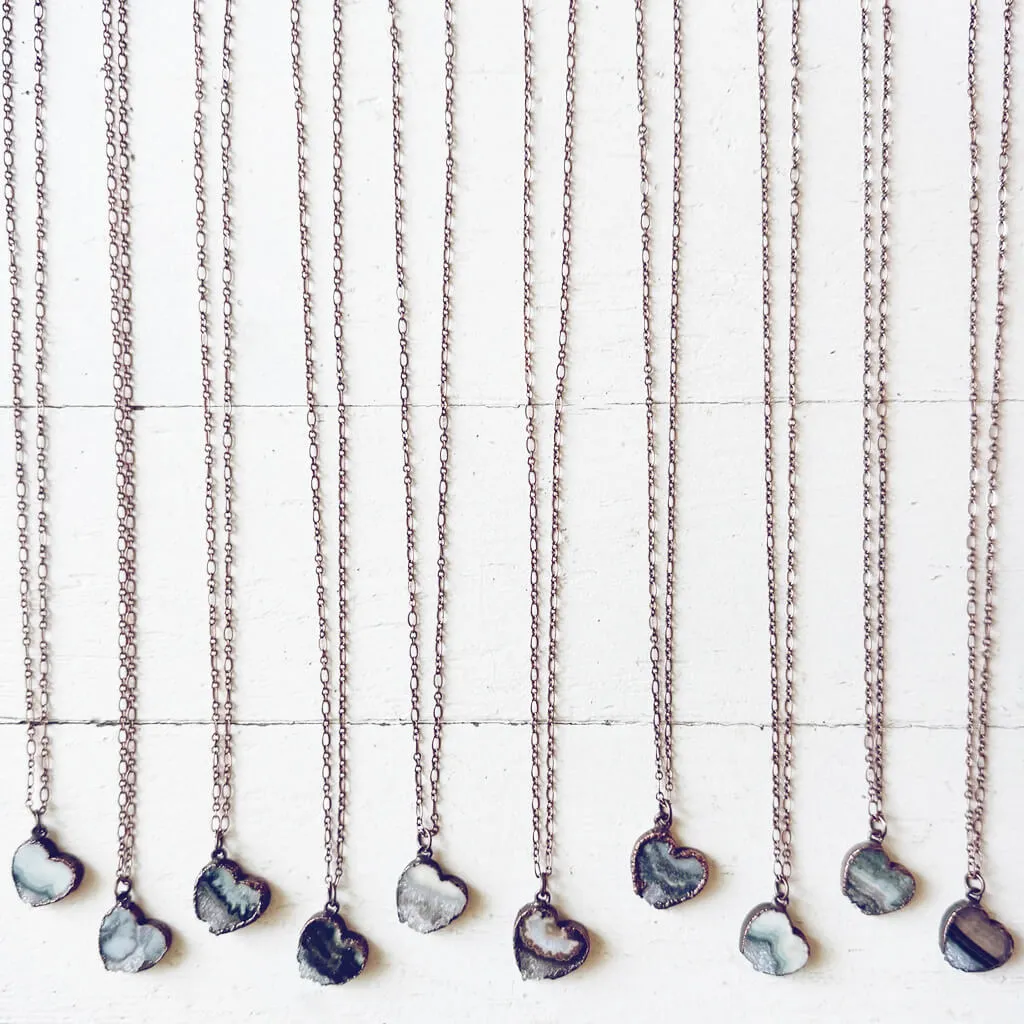 smitten // copper electroformed natural raw quartz amethyst heart pendant necklace