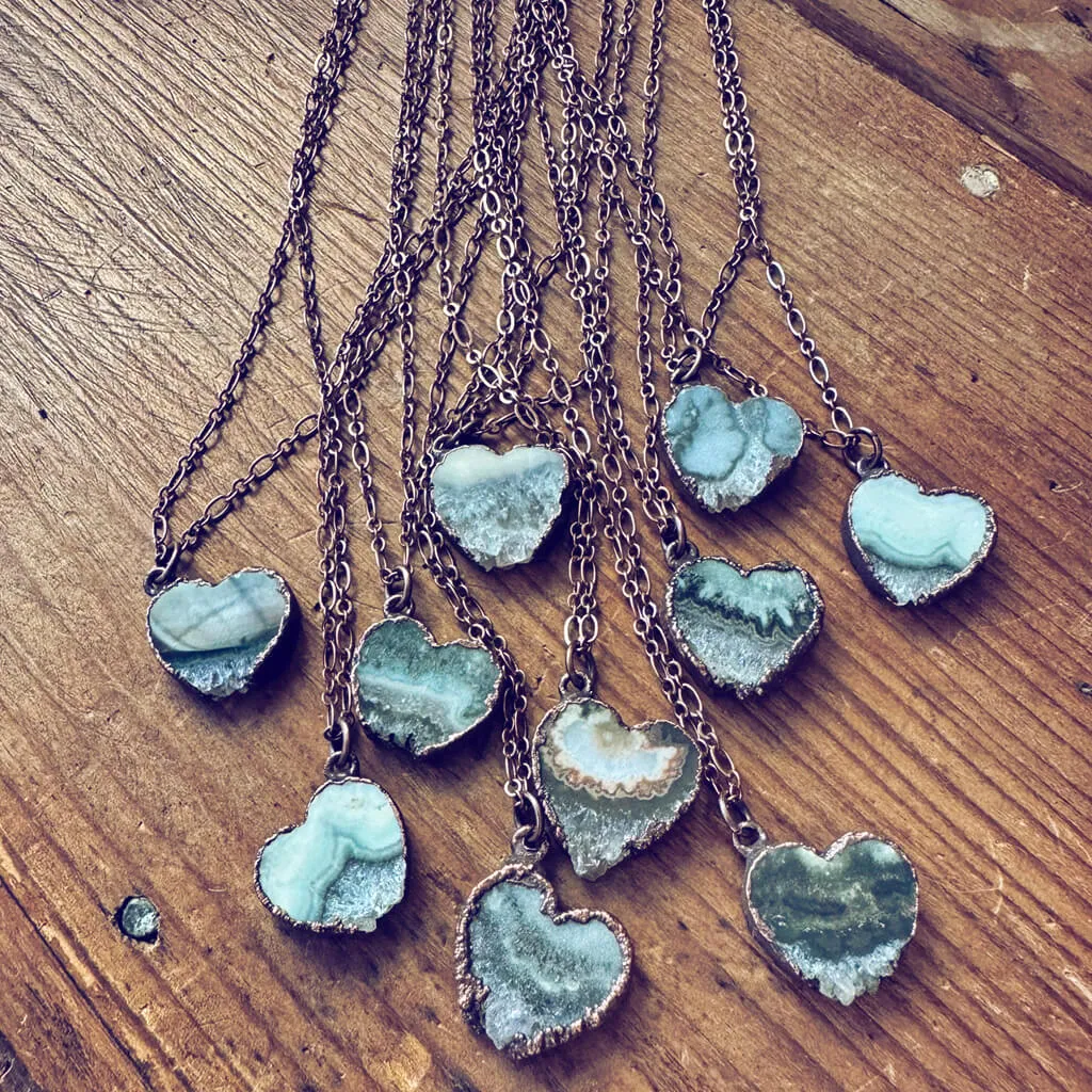 smitten // copper electroformed natural raw quartz amethyst heart pendant necklace